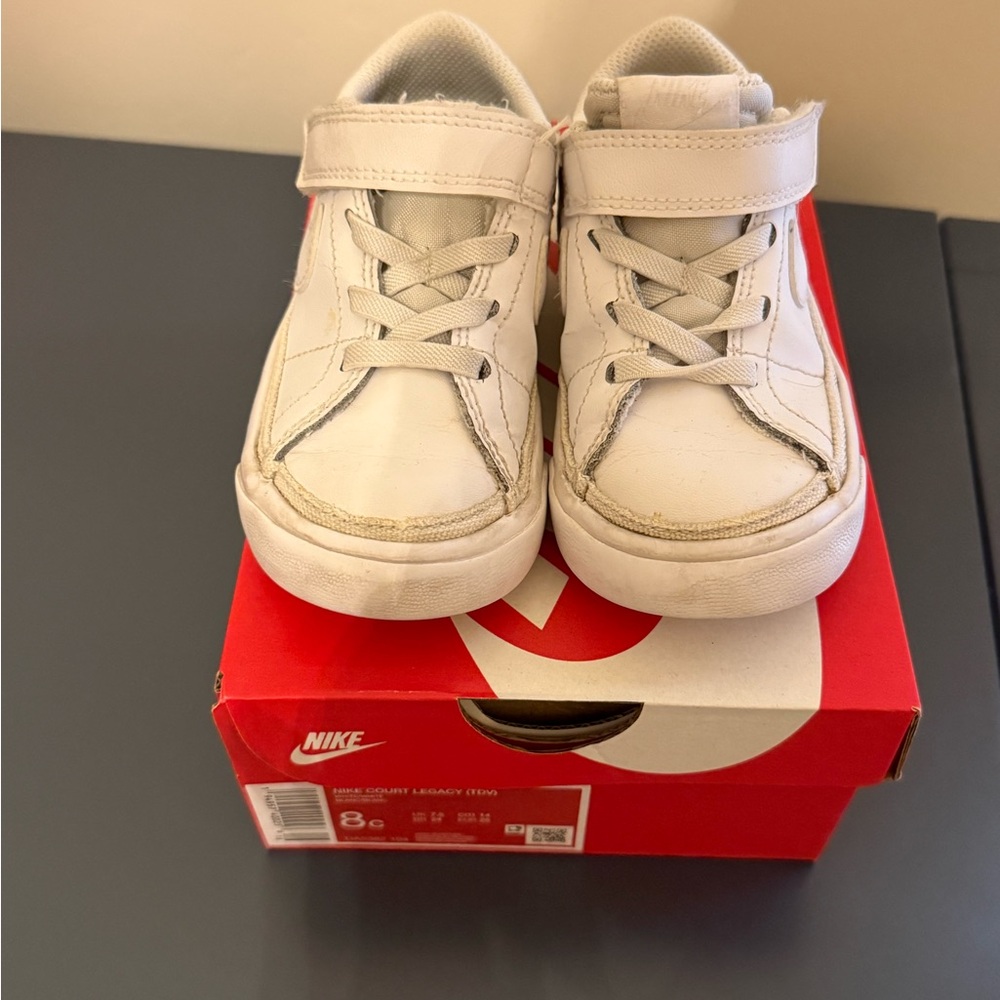 Nike White Mid-Top Sneakers with Velcro Strap